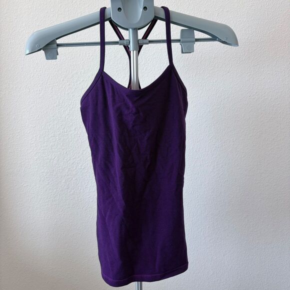 Lululemon Power Y Tank Size 2 Wee Stripe Tender Violet Black Racerback Yoga - Picture 3 of 8